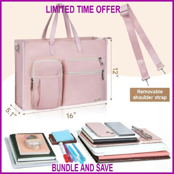 Padded Laptop Tote Bag for Work Travel 15.6 Inch Shoulder Bag - Picture 8 of 8